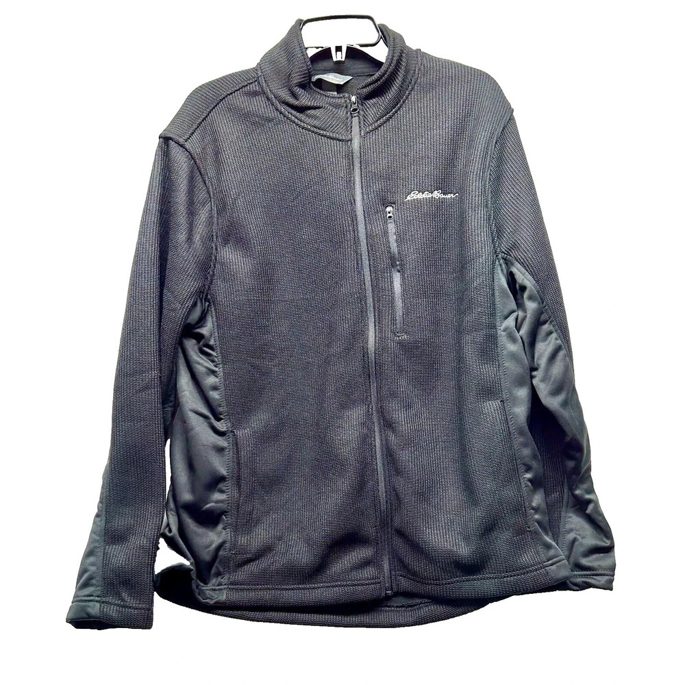 Eddie Bauer 5LLC Men's L Black Waffle Knit Polyester Jacket NEW (D4)